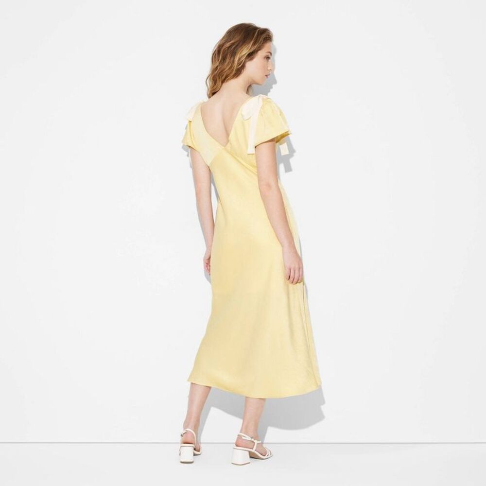 Wild Fable - Women's Flutter Short Sleeve Maxi A-Line Dress - W Yellow - Picture 3 of 4